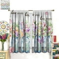 thumbnail image 2 of Farmhouse Floral Curtains Watercolor Flower Vase Spring Colorful Plant Butterfly for Girls Women Bedroom Kitchen Blackout Rod Pocket Decoration Window Drapes 2 Panels W21xL63in W42xL84in, 2 of 6