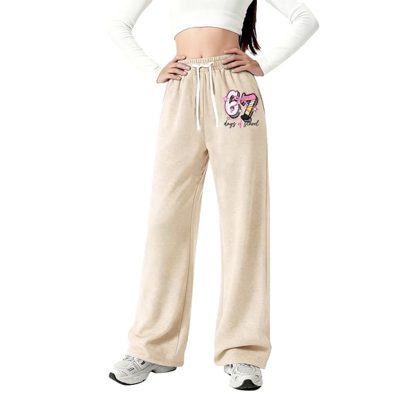 Tiijoy Sweatpants for Girls Loose Straight Leg Trousers Soft Comfy Sweat Pants, Sizes 4-16