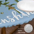 thumbnail image 3 of Light Blue Sunshine Sunflower Round Tablecloth, Fitted Table Cover with Elastic for 55"-60" Round Tables, Pastoral Bees Farmhouse Floral Table Cloth Outdoor Dinning Party Waterproof Tablecloths, 3 of 7