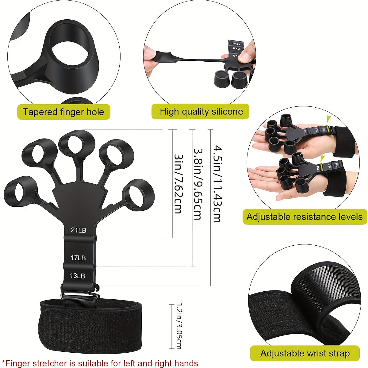 [Grip Strength Trainer] 6 PACK Grip Strength Trainer Kit - Finger Exerciser, Hand Grip Strengthener, Hand Extension Exerciser And Large Size Forearm Workout Ring For Muscle Building