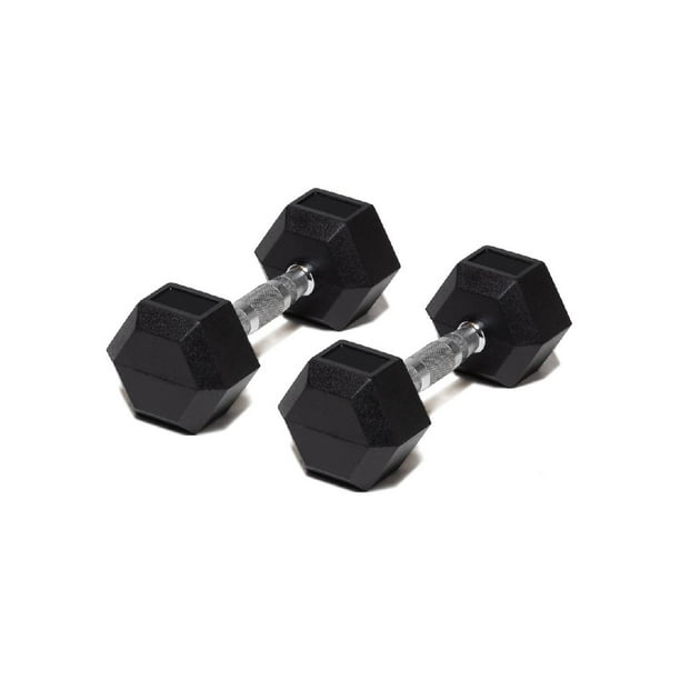 Par Mancuerna Hexagonal 12 Lb con Revestimiento en Goma MDFitness Pesa, Dumbbell MDFitness Hexagonal Recubierta