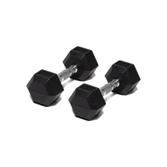 Par Mancuerna Hexagonal 12 Lb con Revestimiento en Goma MDFitness Pesa, Dumbbell MDFitness Hexagonal Recubierta