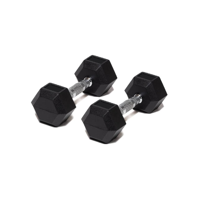 Par Mancuerna Hexagonal 12 Lb con Revestimiento en Goma MDFitness Pesa, Dumbbell MDFitness Hexagonal Recubierta