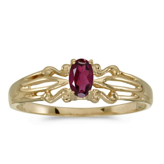 14k Yellow Gold Oval Rhodolite Garnet Ring