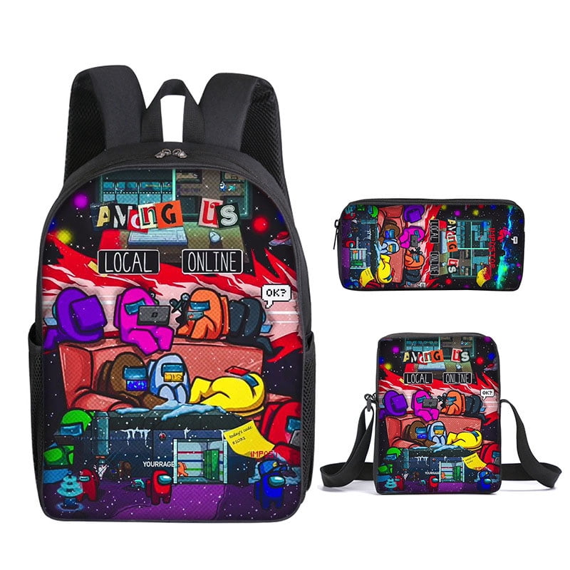 among us kids backpack set (3PC) Imposter Nylon Size Among Us Backpack  Naz's