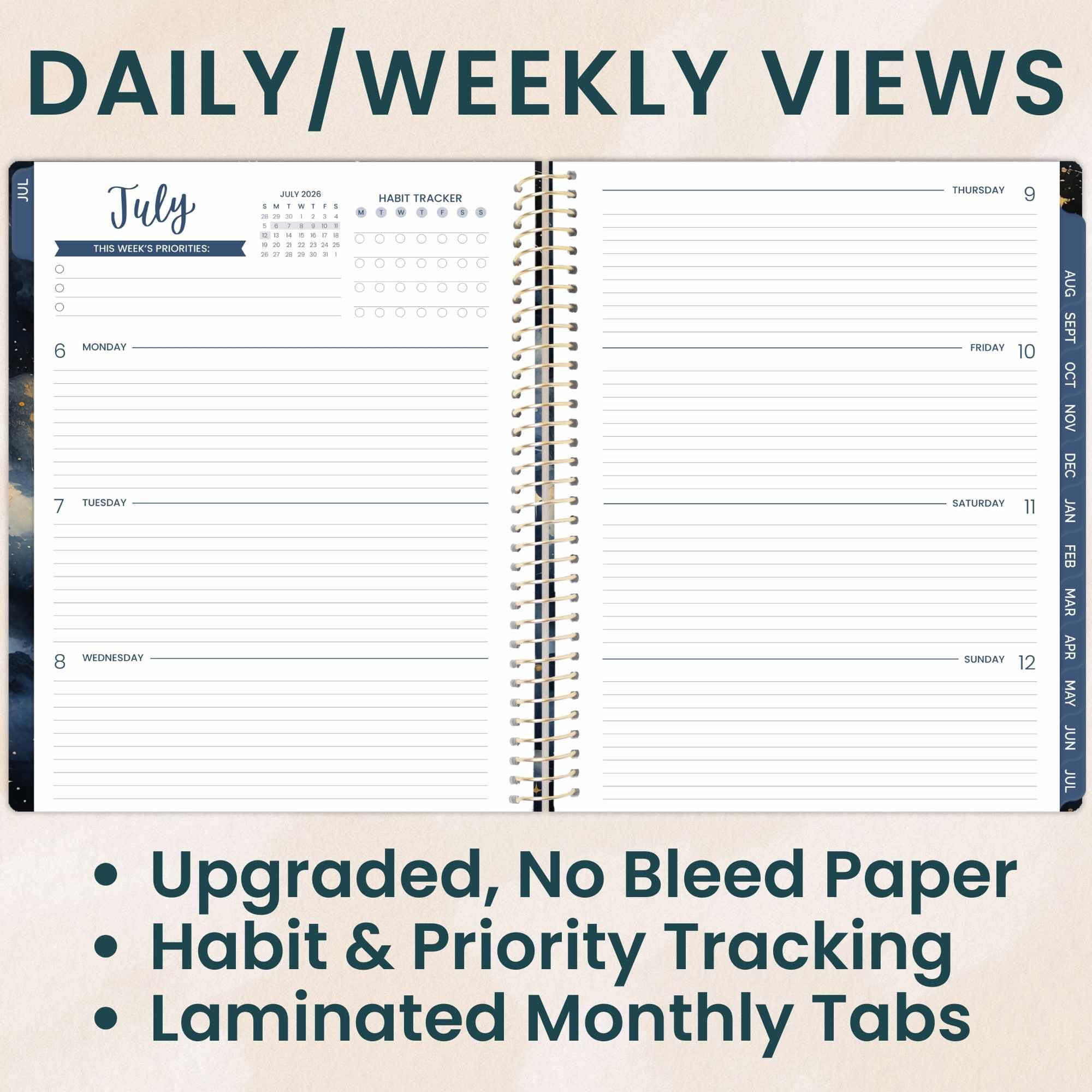 bloom daily planners 2026-2027 Academic Planner, 13 Month Monthly & Weekly, 8.5" x 11" Soft Cover, Stickers Included, Midnight Sky