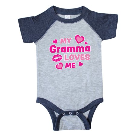 

Inktastic Valentine s Day My Gramma Loves Me Hearts and Lips Gift Baby Boy or Baby Girl Bodysuit