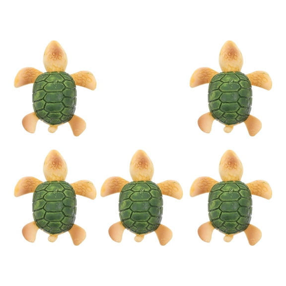 OUNONA Set of 5 Small Green Resin Sea Turtle Figurines Decorative Ornaments for Home, Office, and Coastal Style Decor
