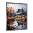 thumbnail image 2 of Designart "Cottage Landscape Retreat in Fall IV" Landscapes Framed Wall Art - Coastal Orange Landscape Cottage Entryway Framed Wall Art, 2 of 6