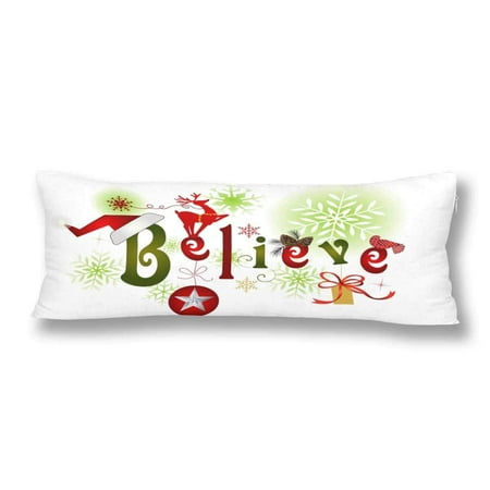Gckg Believe Christmas Snowflake Body Pillow Covers Pillowcase