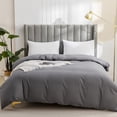 thumbnail image 2 of Sentmoon Comforter Cover Bedding Set Washed Solid Color Core Soft Comforter Style Dorm Bed Set Breathable Lightweight Cozy Fabric Fresh Tone Set for Apartment Guest Room and Easy Refresh, 2 of 8