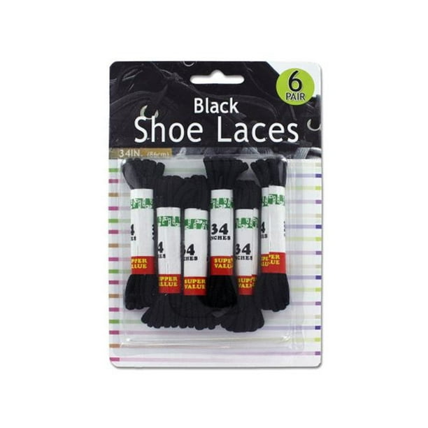 Bulk Buys GL00924 34" Long Black Shoe Laces on a Blister Card Pack