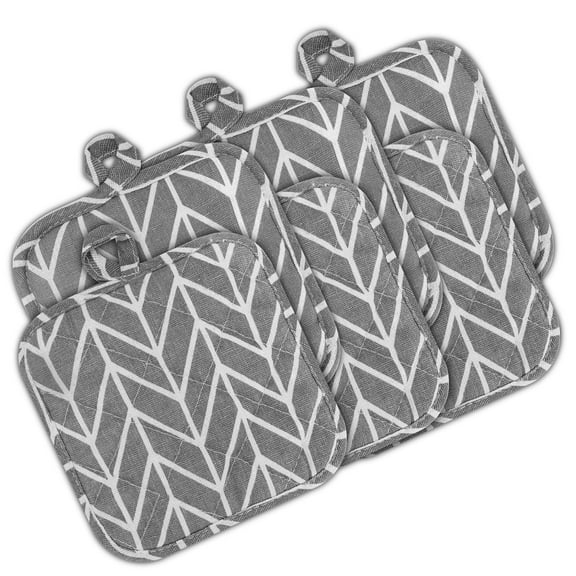 6pcs Pot Holders, Heat Resistant Hot Pads for Kitchen, Cooking, Baking, 6.7 x 6.7", Gray