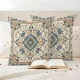 thumbnail image 3 of Boho Chic Outdoor Waterproof Pillow Covers, Traditional Classic Geometric Farmhouse Decorative Square Throw Pillowcase Sofa Cushion Sham for Patio/Couch/Chair, 18"x18" 2 Pack, 3 of 8