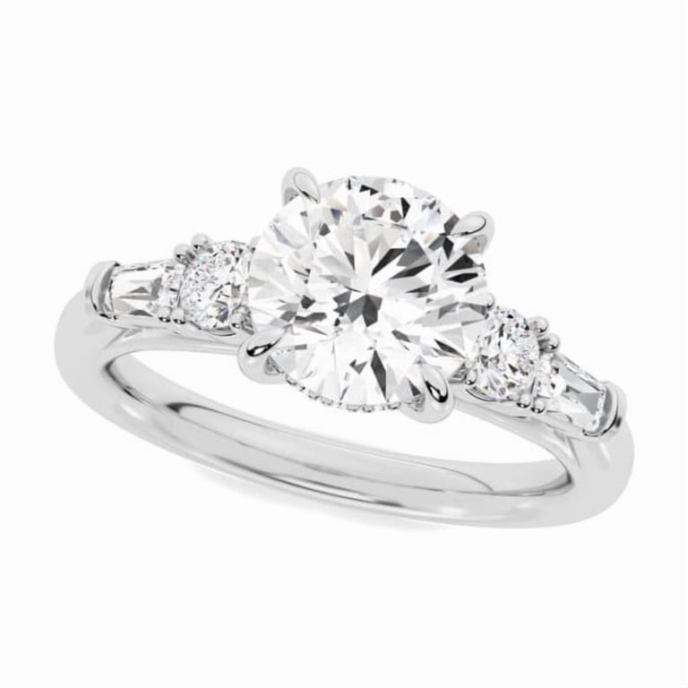 First Jewel 2.34 Ct Round Cut 3-Stone Lab-Created Simulated Diamond ...