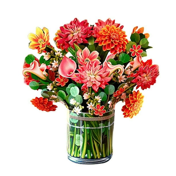 Tarjeta de felicitación emergente con ramo de flores para regalo del día de la madre