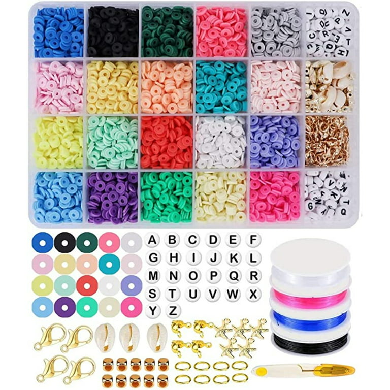 4000pcs Clay Beads For Jewelry Making Bracelet Kit,flat Round Polymer  Heishi Clay Beads