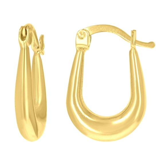 10k Yellow Gold Womens Shrimp Hinged Hoops Huggies for Women
