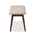 thumbnail image 4 of Baxton Studio Flora Mid-Century Modern Light Grey Fabric Upholstered Walnut Finished Wood Dining Bench, 4 of 8