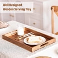 thumbnail image 4 of Wood Serving Tray with Handles, 16.9 Inch Coffee Table Tray for Daily Use, Farmhouse Wooden Serving Tray for Breakfast, Lunch, Dinner, Home Kitchen Dining Tabletop Decor, Ottoman Decorative Tray, 4 of 9