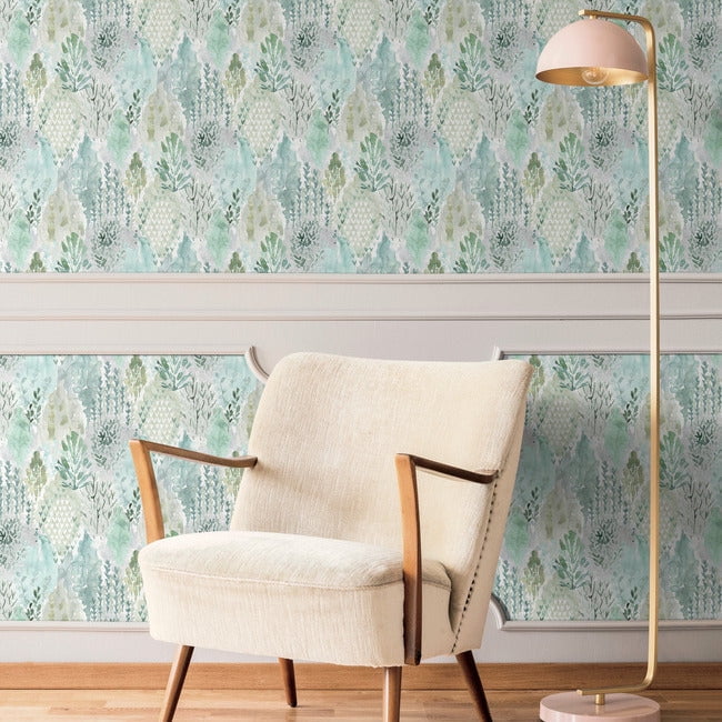 RoomMates Watercolor Tree Mosaic Peel and Stick Wallpaper