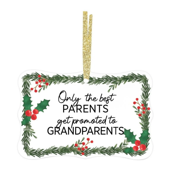 Inspiring Grandparents Christmas White Scalloped Ornament 4x2.5in - Only the Best Parents