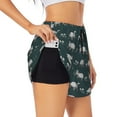thumbnail image 2 of Haiem Turtle Chrysanthemum Women's 2 in 1 Running Shorts - Lightweight Athletic Workout Gym Yoga Breathable Sports Shorts Liner with Phone Pockets-, 2 of 9