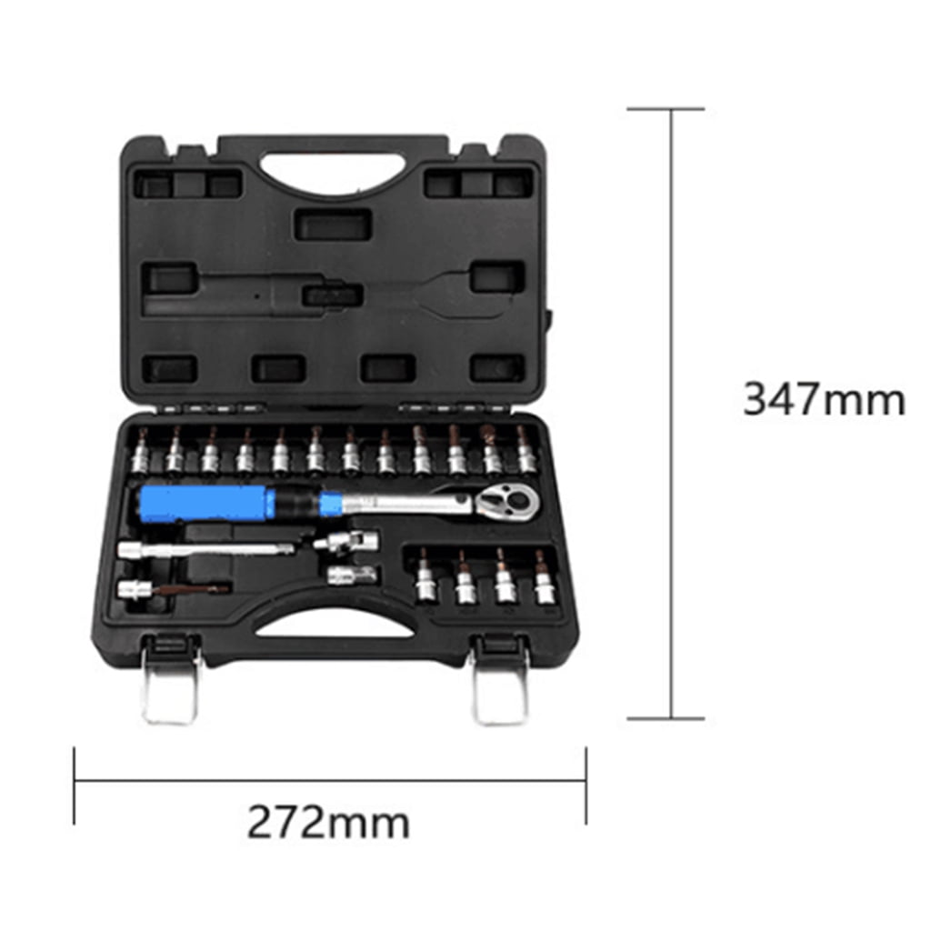 1/4 Inch Torque Wrench Set,Kamtop Profeesional 46pcs 1/4 Drive Torque Wrench 5-25Nm Adjustable Bicycle Socket Wrench Set with 6-Piece Socket Wrench Motorcycle Torque Wrench Set Repair Tool Kits