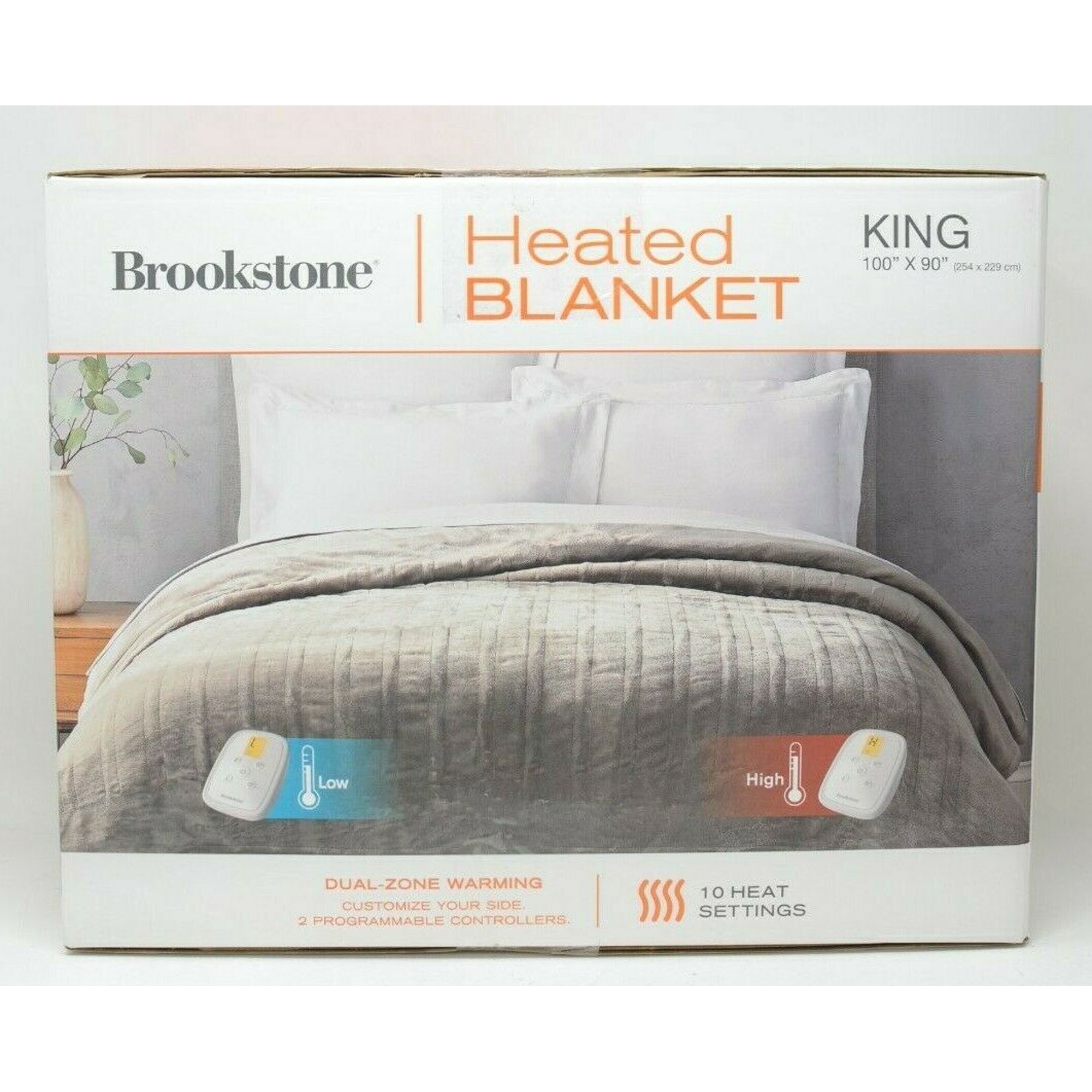 Brookstone Heated King Blanket Dual Warming Zones 100″ x 90″ - Walmart.com