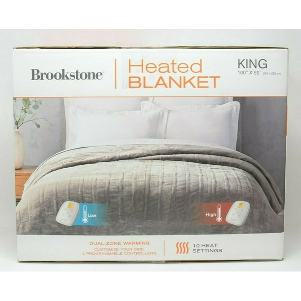 Brookstone Heated King Blanket Dual Warming Zones 100″ x 90″