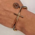 thumbnail image 2 of Gold vintage cross bead bracelet, unisex design, a stylish and personalized gift choice., 2 of 6
