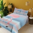 thumbnail image 2 of Ambesonne Flamingo Fitted & Top Sheet Set with Shams, Birds in Love Lake, Pink Blue, 2 of 5