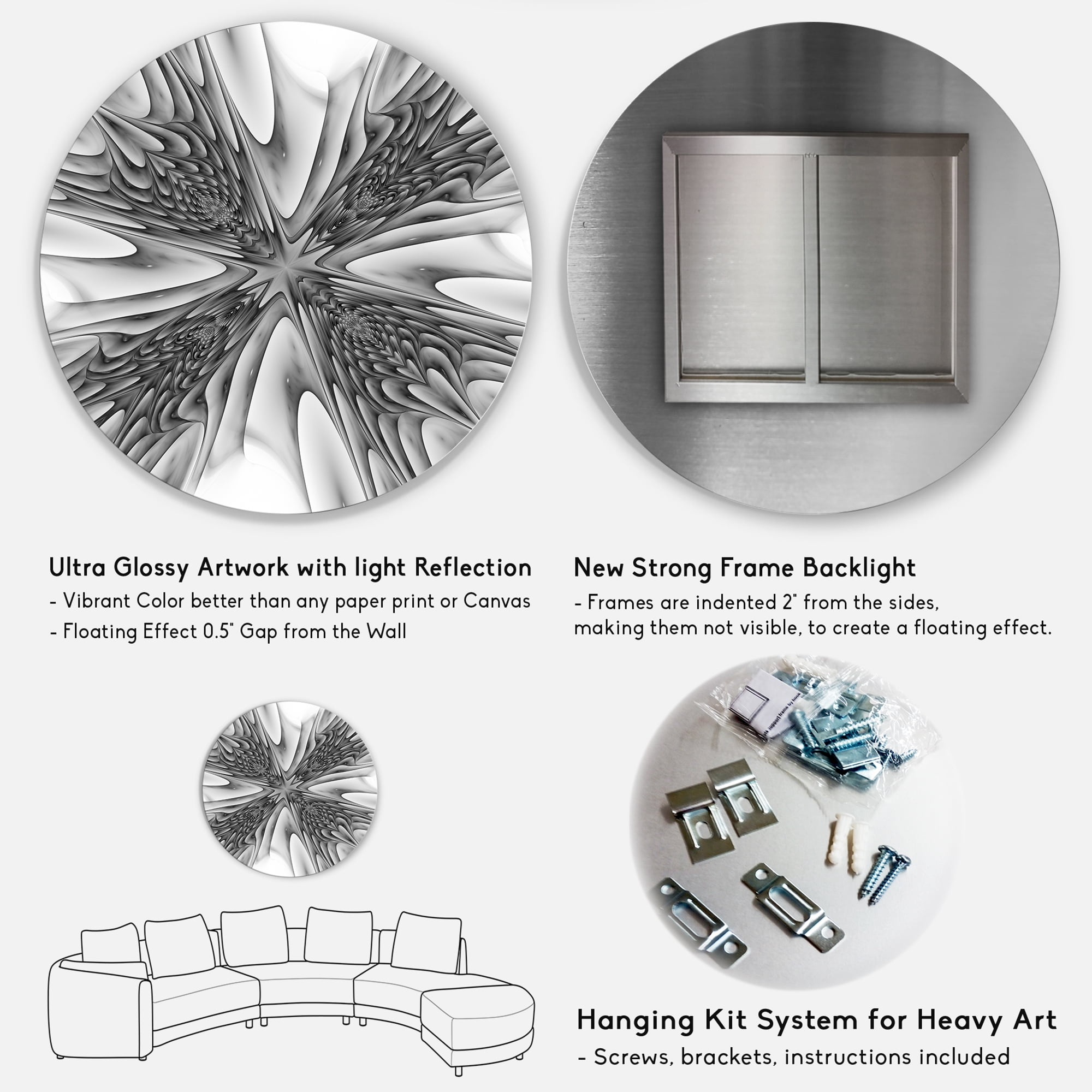Designart 'Fractal 3D Magical Depth' Abstract Circle Metal Wall Art