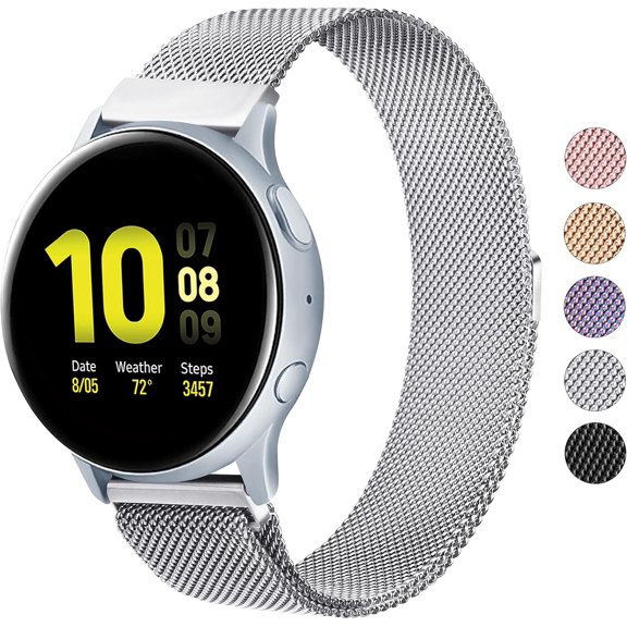 PINHEN Metal Bands Compatible with Galaxy Watch 6 Band/Galaxy Watch 5/Galaxy Watch 4 Band, Galaxy Watch 5 Pro/Watch 6 Classic/Galaxy Watch 3/Active 2, 20mm Stainless Steel Wristbands