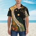 thumbnail image 2 of Sikiie Abstract Gold Floral Galaxy Print Men's Hawaiian Shirt, Summer Beach Button Pocket Short Sleeve T-Shirt,Medium, 2 of 7