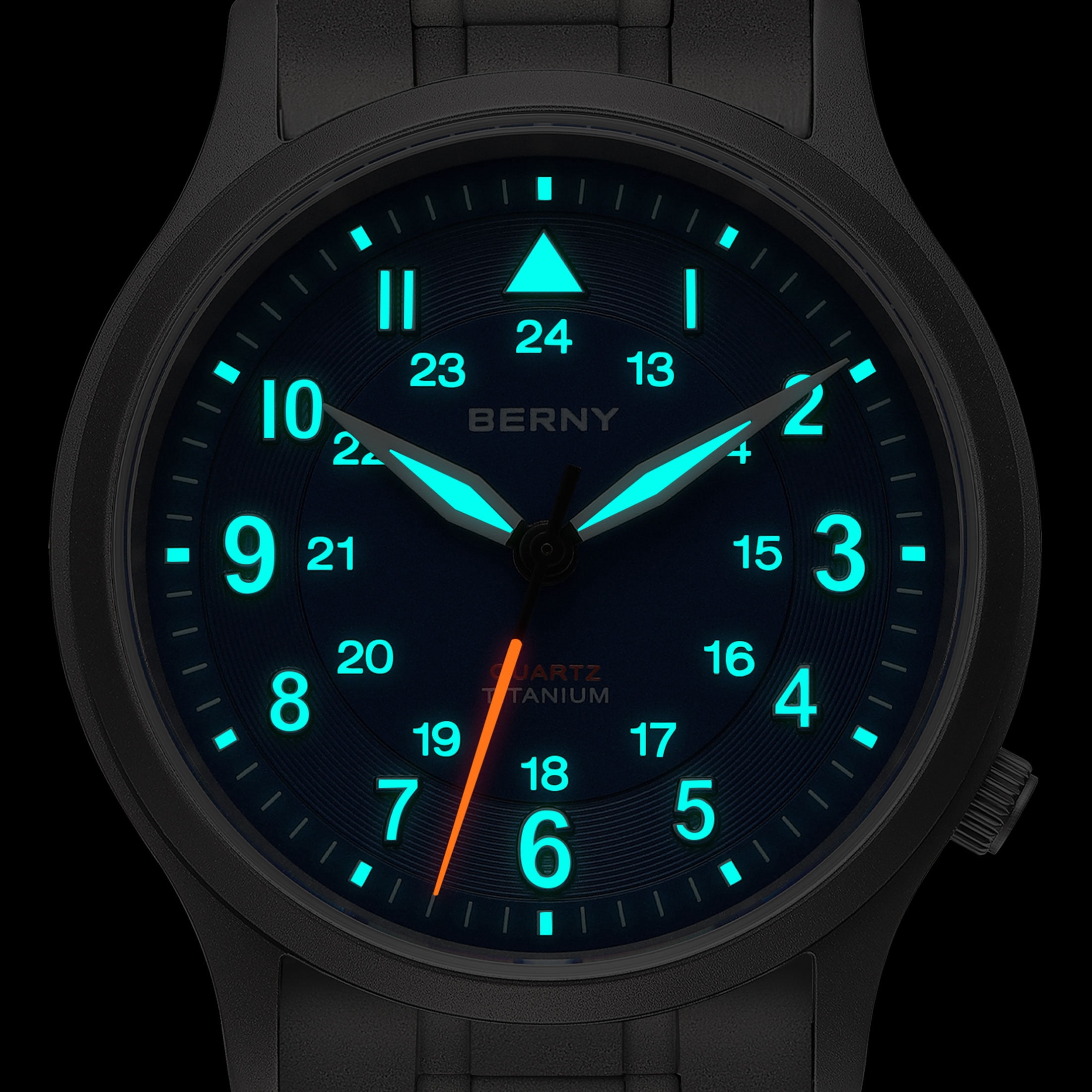 BERNY Titanium Watches for Men, Japanese Quartz Movement Men's Field Watch, 5ATM Waterproof Military Wristwatch for Men, Analog Sport Watches with Super Luminous, Blue