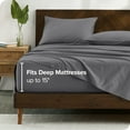 thumbnail image 4 of Bare Home Organic Percale Sheet Set - 300 Thread Count - 100% Organic Cotton - Split Head Flex King, Gray, 4 of 7