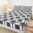 thumbnail image 3 of Manfei Geometric Plaid 4pcs Bed Sheets for Teens Female Men,Retro Grid King Sheets,Vintage Buffalo Super Cozy Sheet Set,Ultra Soft Home Decor, 3 of 7