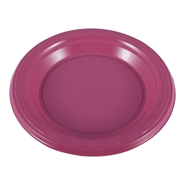 Nvzi 20Pcs 7in Plastic Dinner Plates, Disposable Plates Bulk Pack, Party Plates for BBQ, Picnic, Parties, Travel and Events, Microwavable Recyclable(Rose)