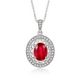 thumbnail image 2 of RYLOS Matching Jewelry Set 14K White Gold Princess Diana Inspired Earrings, Ring & Pendant Necklace W/ 18" Chain Gemstone & Diamonds 8X6MM Ruby July Birthstone; Size 8, 2 of 9