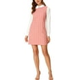 thumbnail image 5 of INSPIRE CHIC Women's Christmas Peter Pan Dress 60s Color Block Mini Long Sleeve Dresses M Pink, 5 of 8
