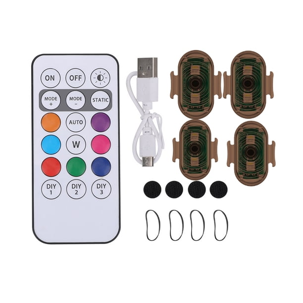 Cateissary Luz intermitente recargable por USB, 8 colores, 10 modos, luz estroboscópica Led con Control remoto para luces Led de coche Iluminación novedosa marrón
