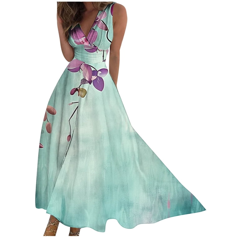 chinese dress ladies Tropical Breeze Color Block Shirred High Waist Fit and Flare Maxi Dres   Grateful Threads Boutique