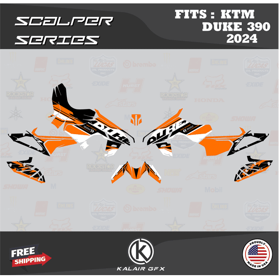 Kalair GFX Graphics Kit for Ktm DUKE390 (2024) Scalper Series