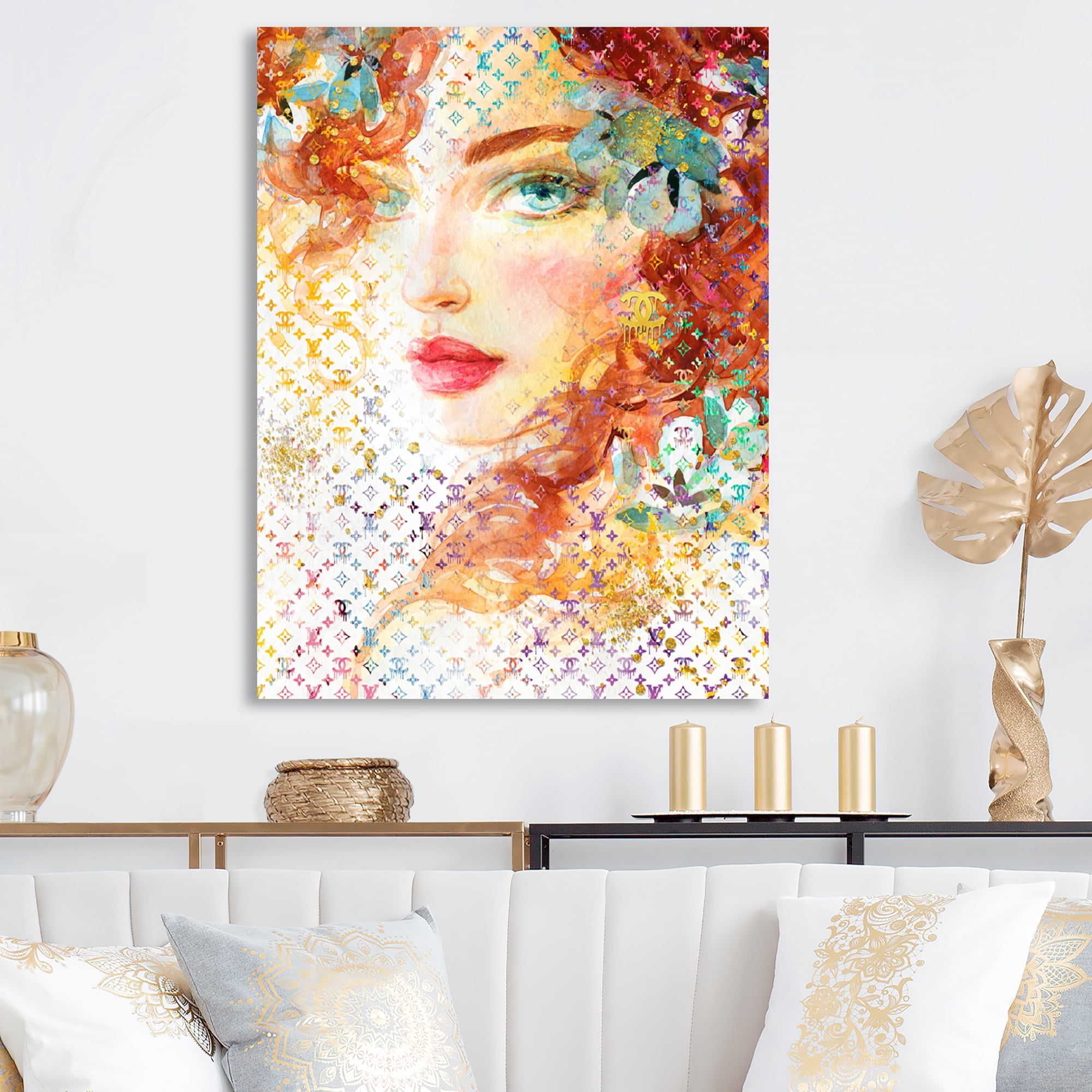 Designart Luxurious Red Haired Woman II Canvas Wall Art