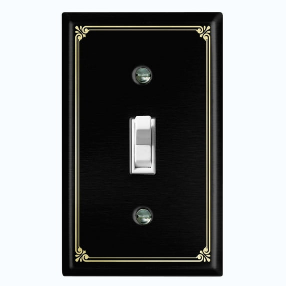 Metal Light Switch Plate Cover Elegant Victorian Floral Frame Black FRA072