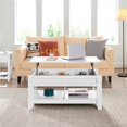 thumbnail image 1 of Yaheetech 41" Wooden Lift Top Coffee Table with Hidden Compartment & Cubic Open Shelves, White, 1 of 7