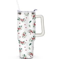 thumbnail image 2 of Cute Holly Leaves 40 Oz Tumbler with Handle Lid and Straw Stainless Steel Double Walled Vacuum Insulated Cup Merry Christmas Gifts Tumbler for Women Men Friends Outdoor Indoor, 2 of 6