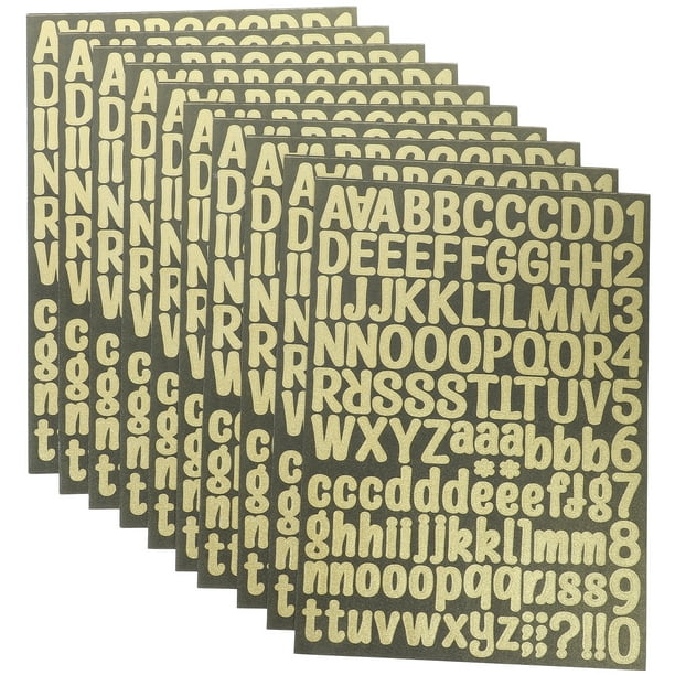 10 hojas de pegatinas autoadhesivas con purpurina y letras del alfabeto, pegatinas decorativas con números y letras del alfabeto