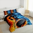 thumbnail image 3 of Castle Fairy Ice Hockey Boy Girl 2Pcs Bedding Comforter Set,Sport Gamer Twin Comforter Sets,Blue Orange Lightning Breathable Bedding Set,Lightweight Room Decor, 3 of 8